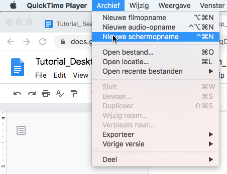 Screen recording using Quicktime